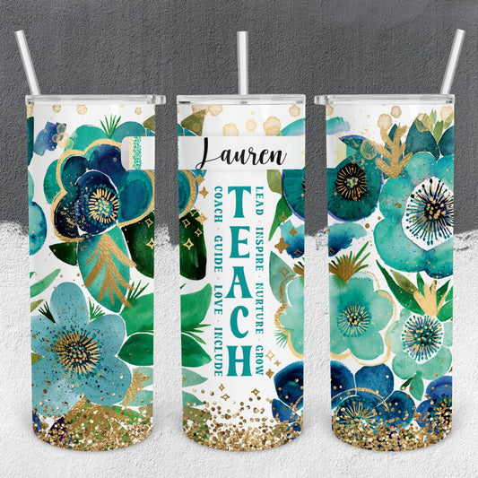 Personalized Teacher Foliage Tumbler - Sublimated