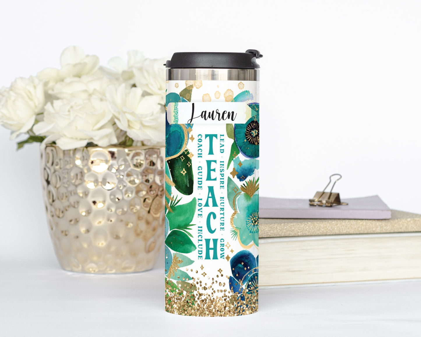 Personalized Teacher Foliage Tumbler - Sublimated