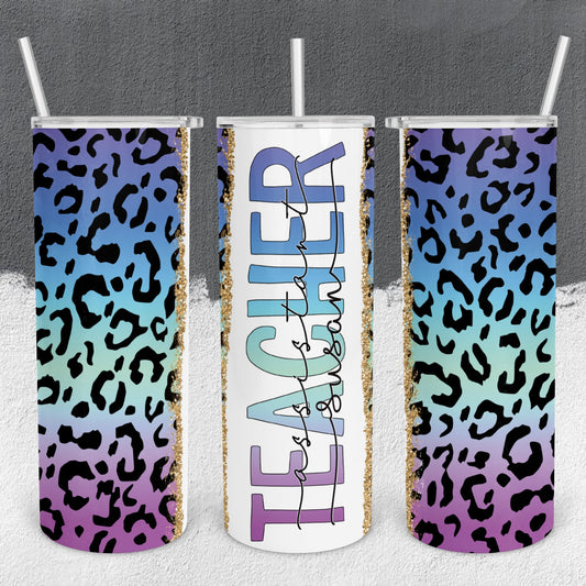 Personalized Assistant Teacher Leopard Print Tumbler - Sublimated