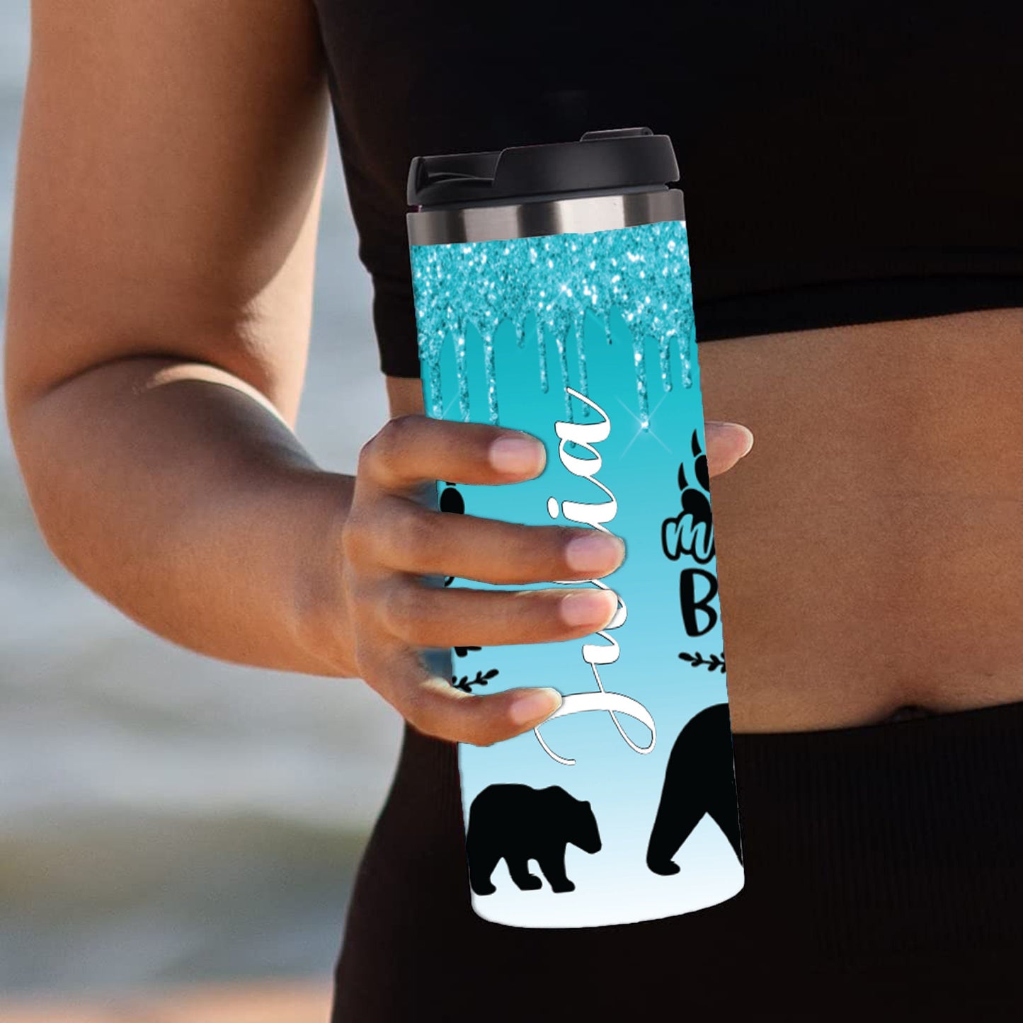 Personalized Icy Mama Bear with Cubs Tumbler - Sublimated