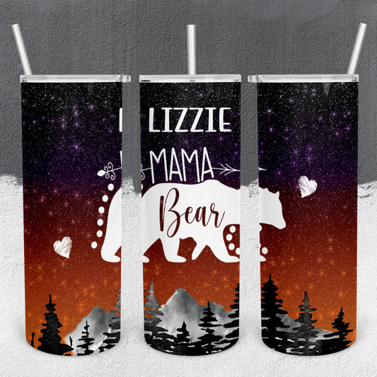 Personalized Mama Bear Starry Night Tumbler - Sublimated