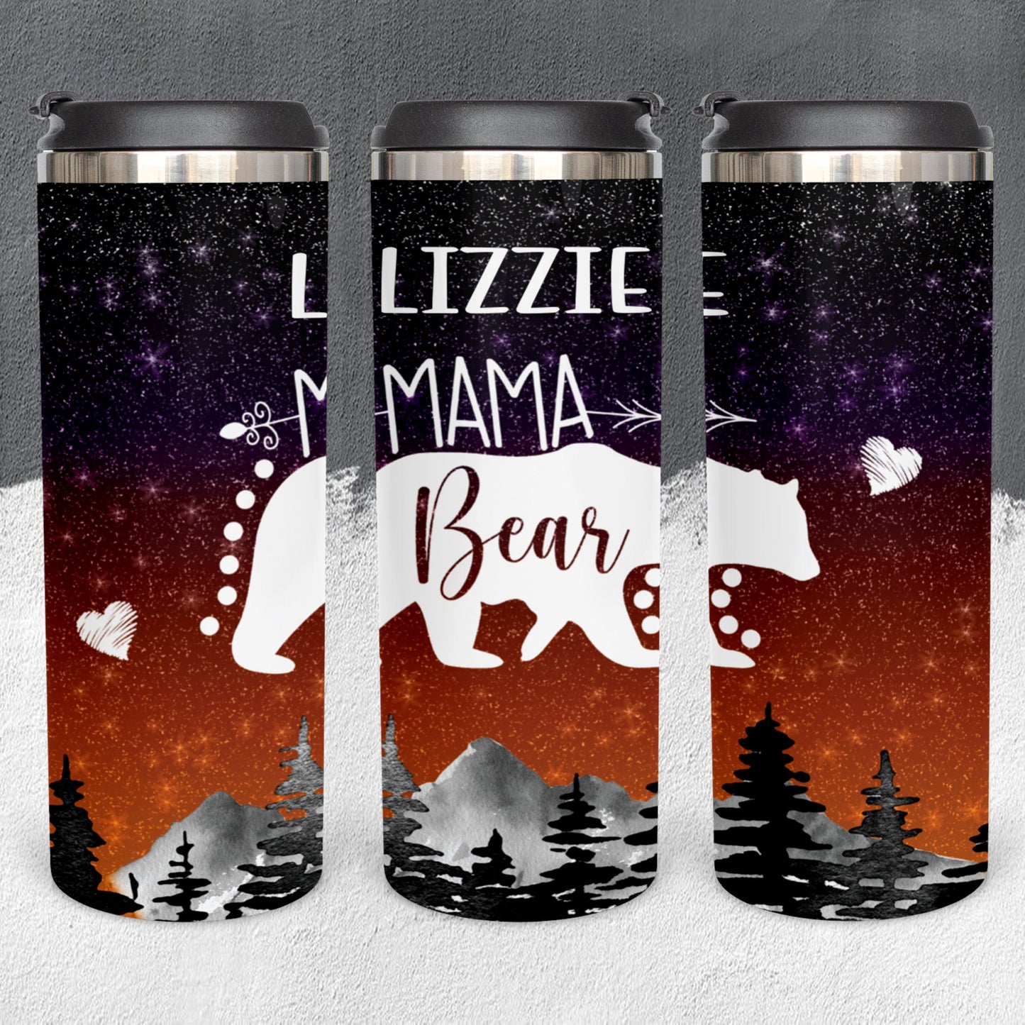 Personalized Mama Bear Starry Night Tumbler - Sublimated