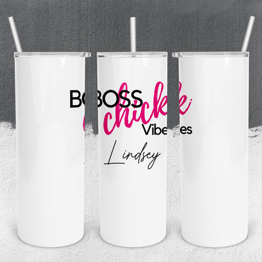 Personalized Boss Chick Vibes Tumbler - Sublimated