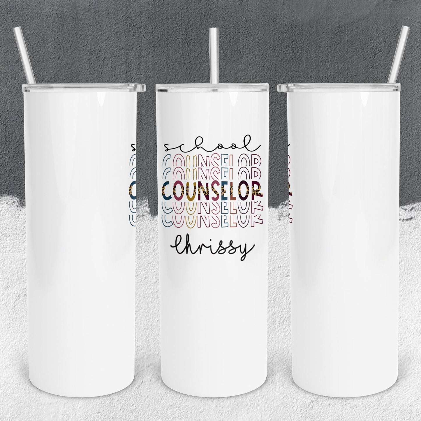 Personalized School Counselor Stacked Effect Tumbler - Sublimated