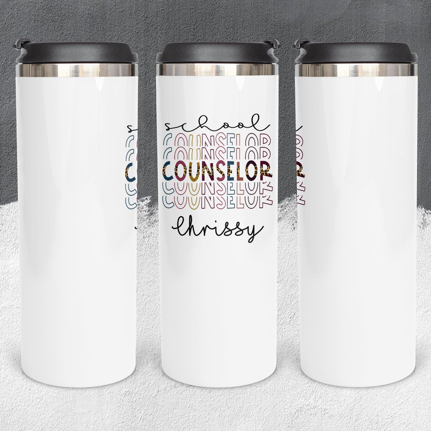 Personalized School Counselor Stacked Effect Tumbler - Sublimated