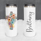 Personalized Floral Faith Cross Tumbler - Sublimated