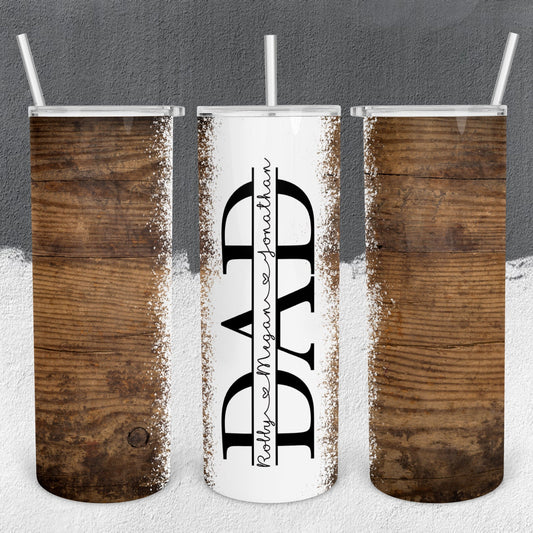 Personalized Dad Split Monogram with Kids' Names Tumbler - Sublimated