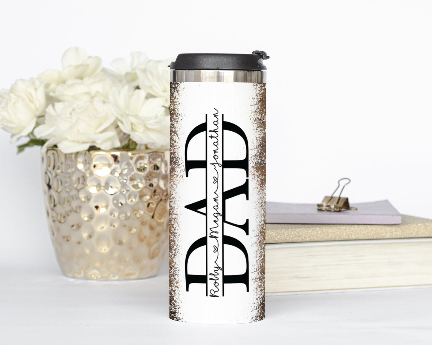 Personalized Dad Split Monogram with Kids' Names Tumbler - Sublimated