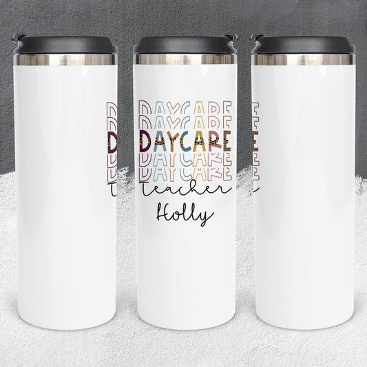 Personalized Daycare Teacher Stacked Effect Tumbler - Sublimated