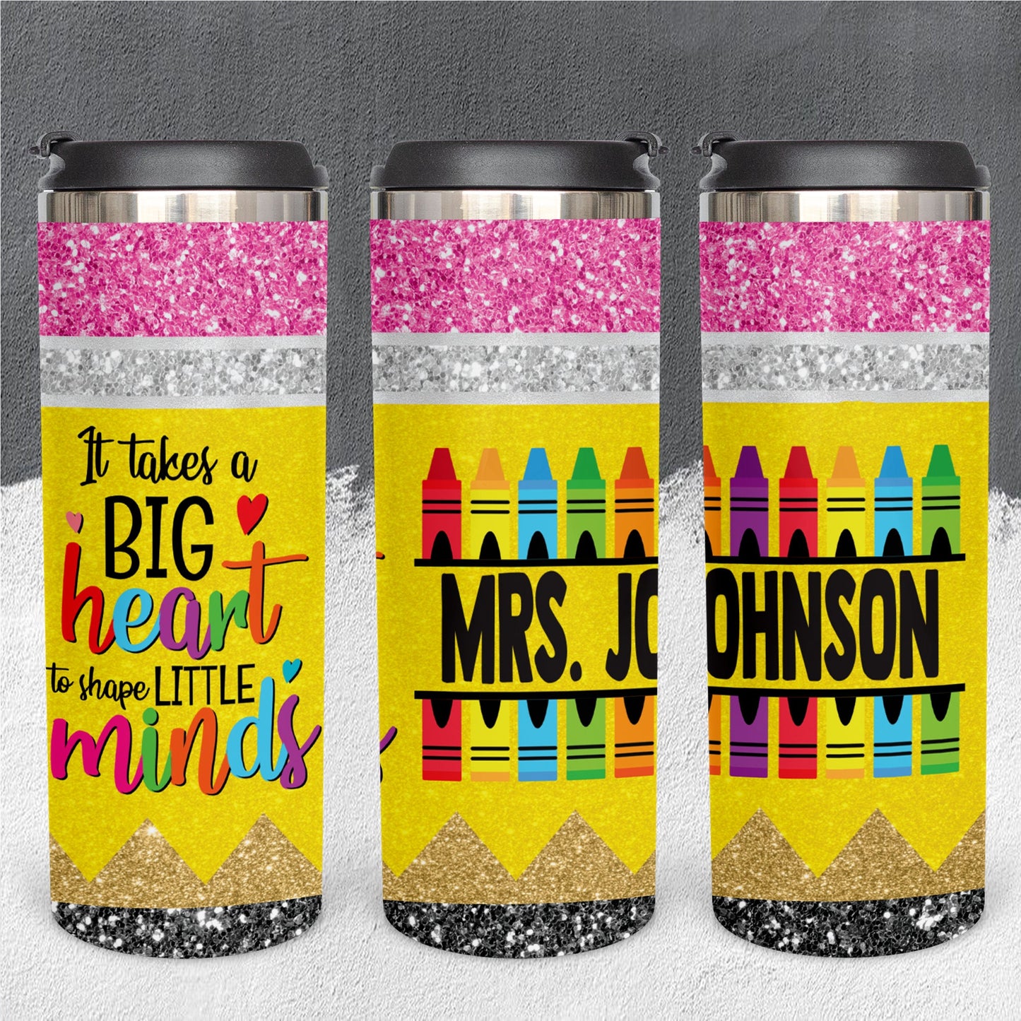 Personalized Teacher Pencil Split Mongoram Tumbler - Sublimated