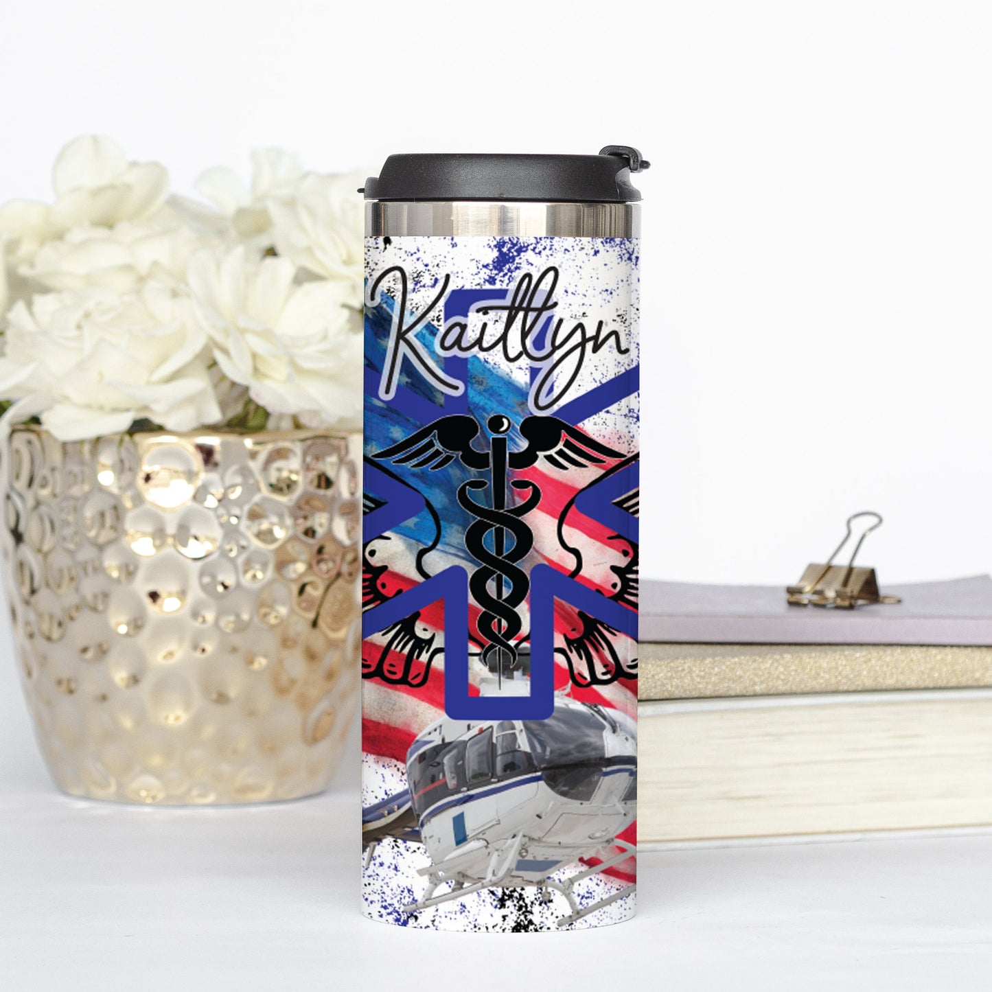 Personalized EMS American Flag Tumbler - Sublimated