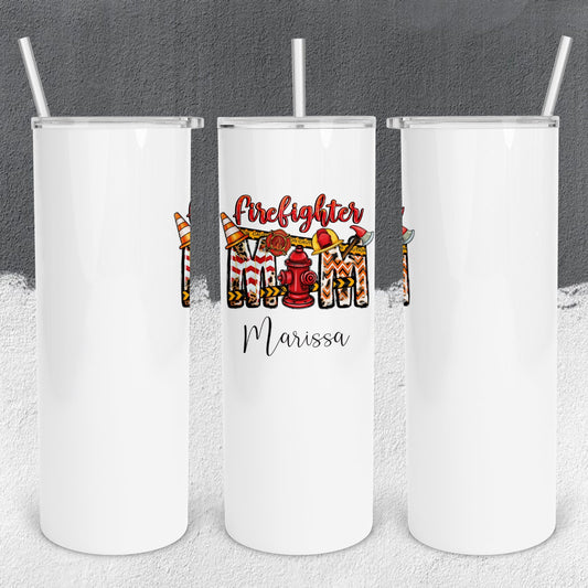 Personalized Firefighter Mom Tumbler - Sublimated