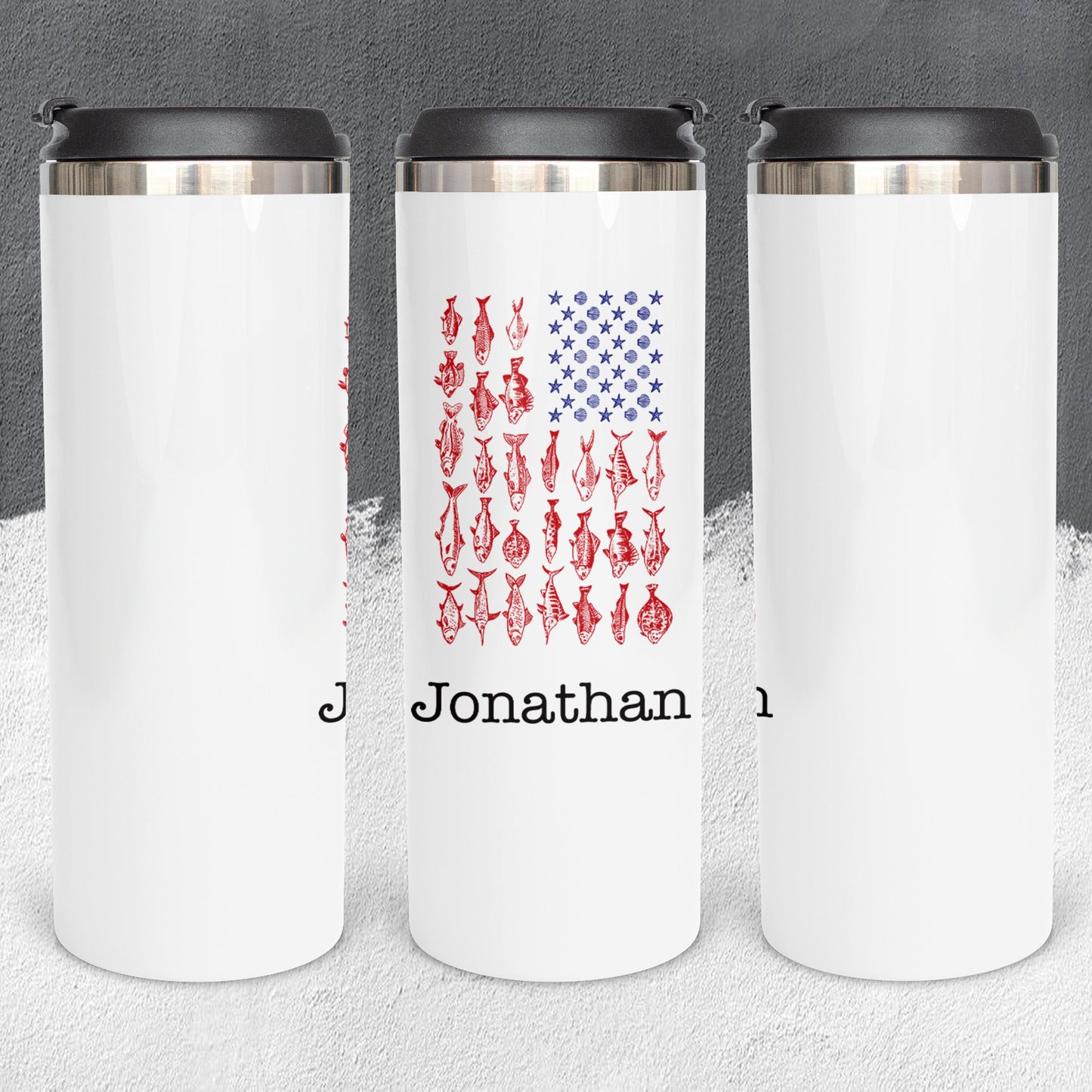 Personalized Fishing American Flag Tumbler - Sublimated