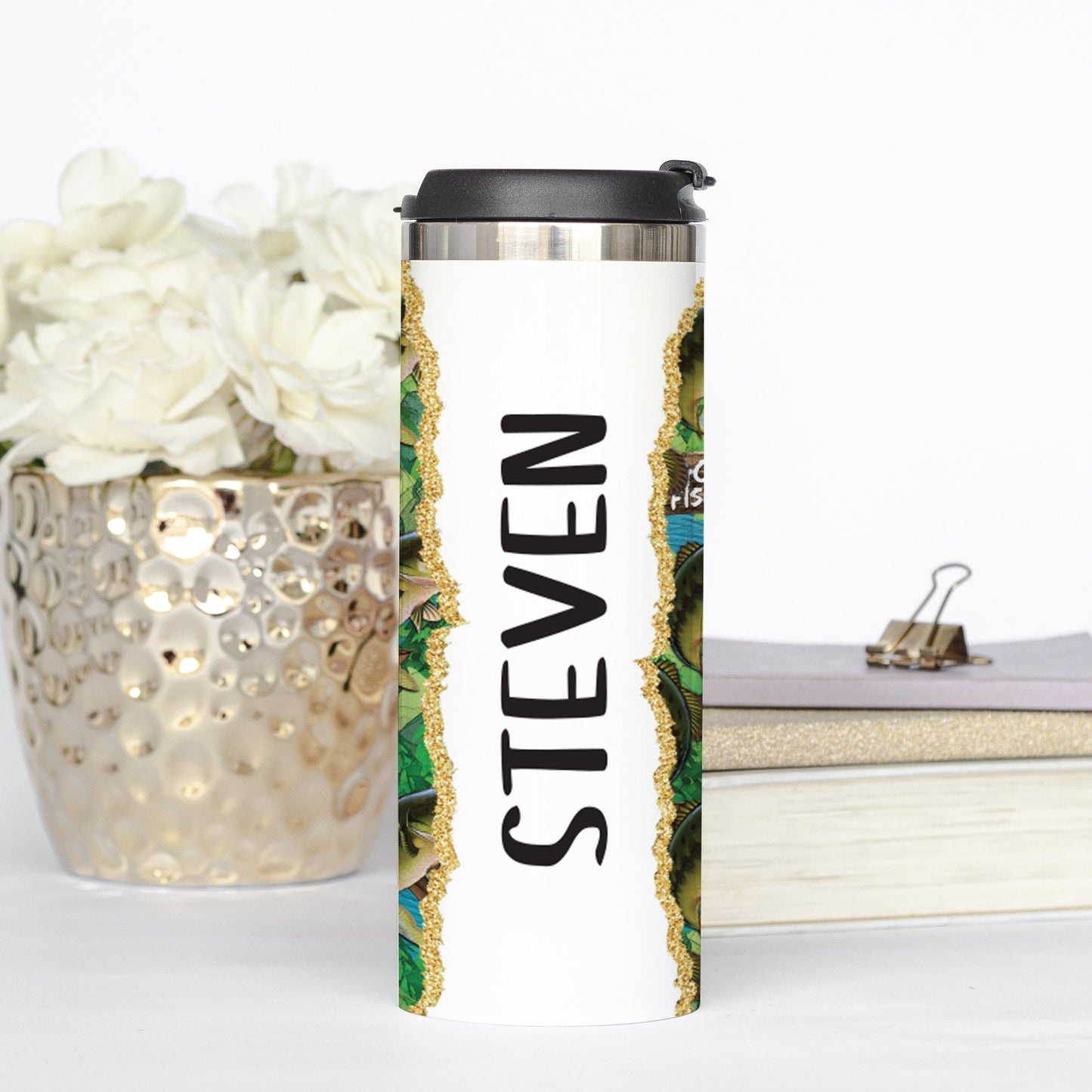 Personalized Gone Fishing Full Color Wrap Tumbler - Sublimated