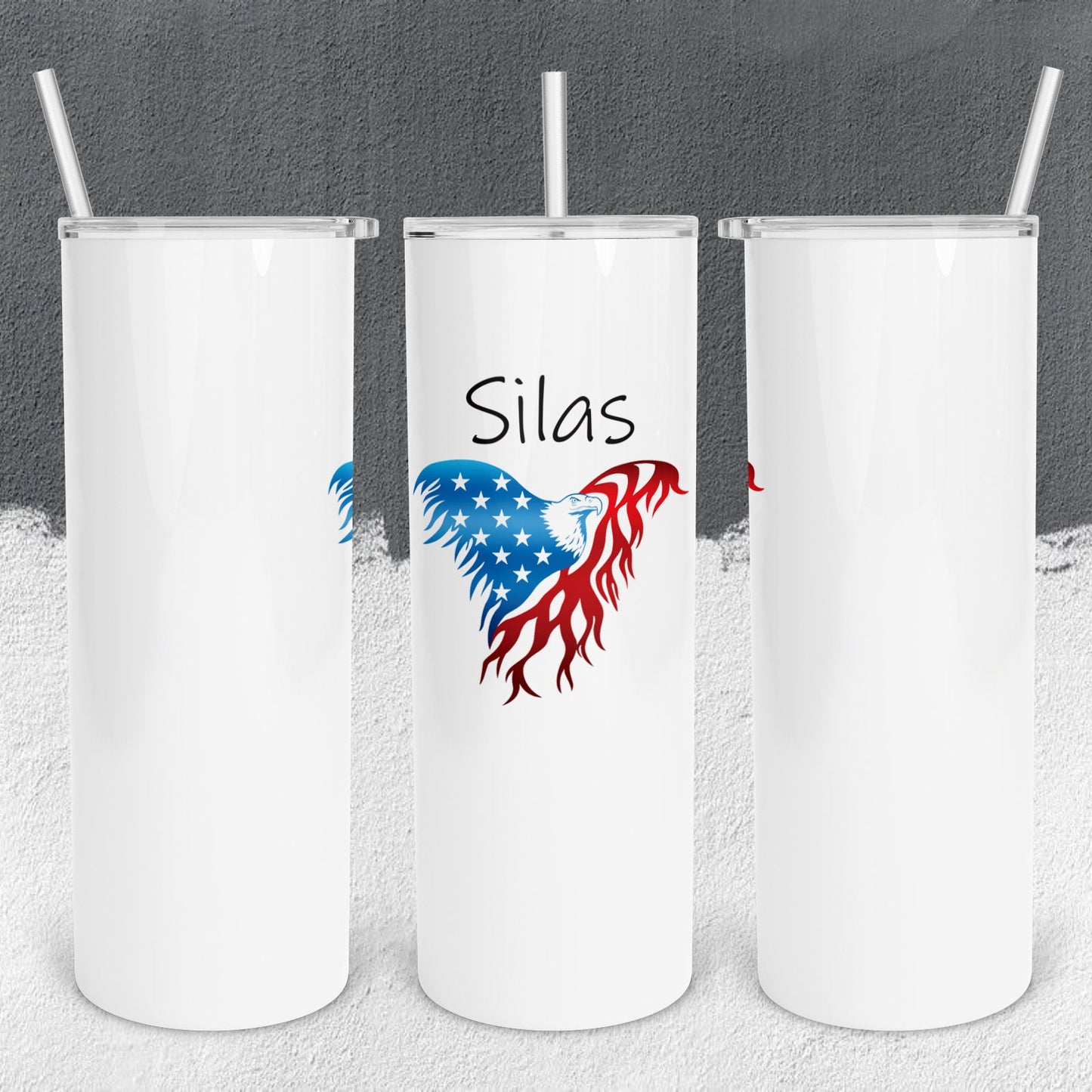 Personalized Bald Eagle American Flag Colors Tumbler - Sublimated