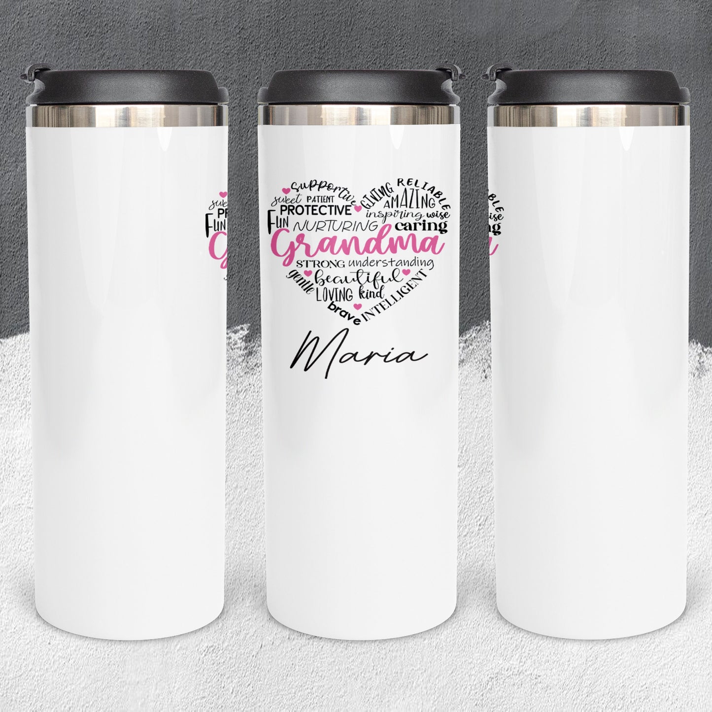 Personalized Grandma Heart Shape Characteristics Tumbler - Sublimated