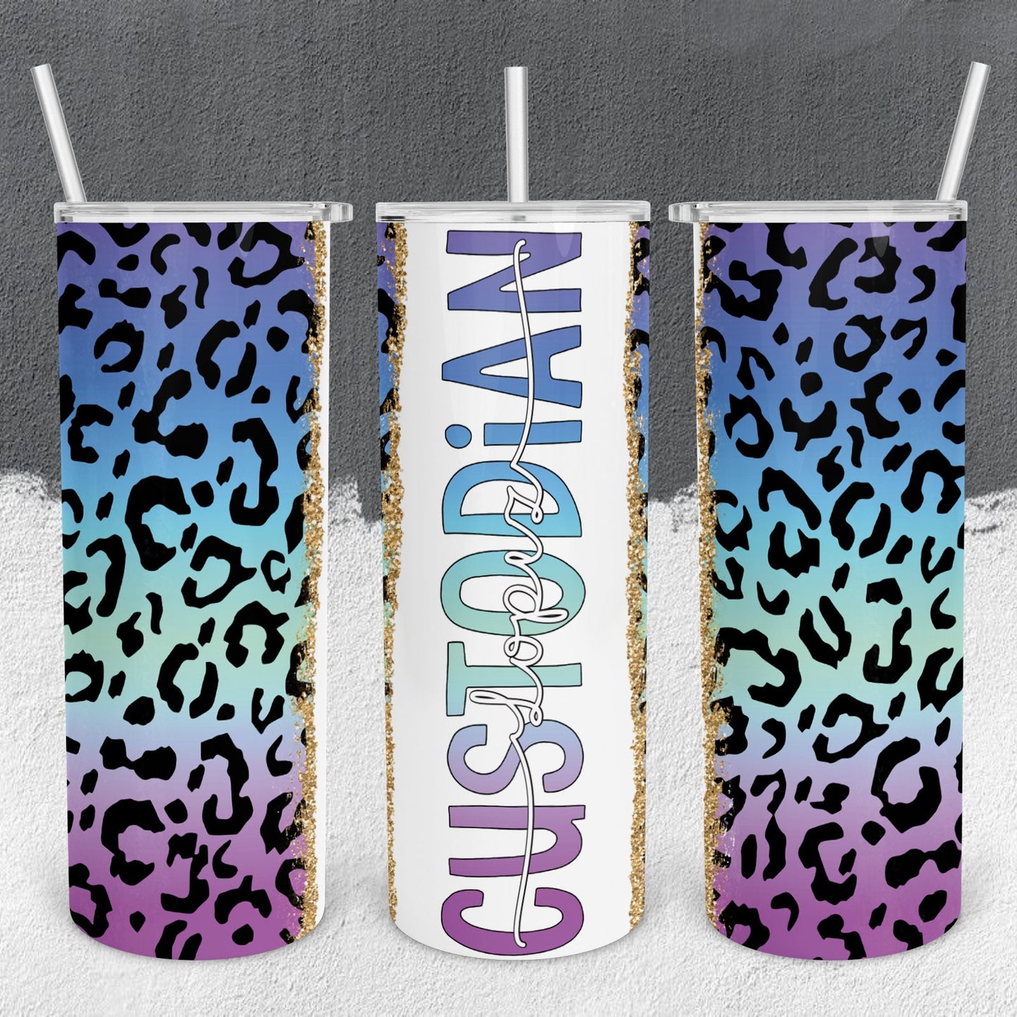 Personalized Custodian Cheetah Print Tumbler - Sublimated