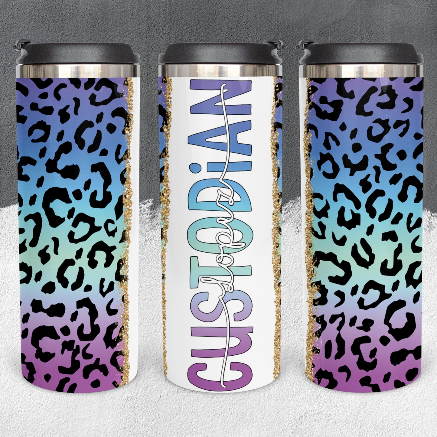 Personalized Custodian Cheetah Print Tumbler - Sublimated