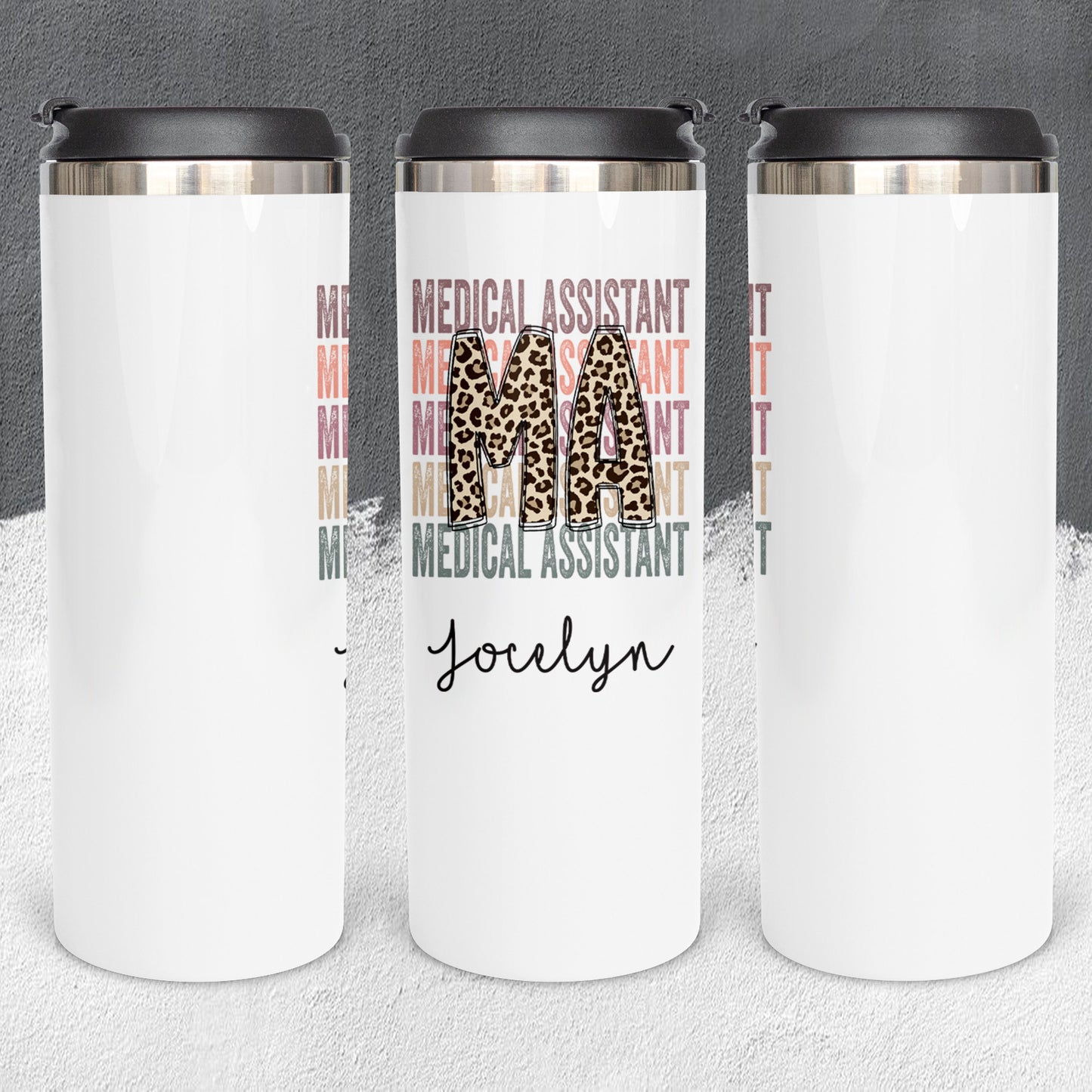 Personalized Medical Assistant Leopard Print Tumbler - Sublimated