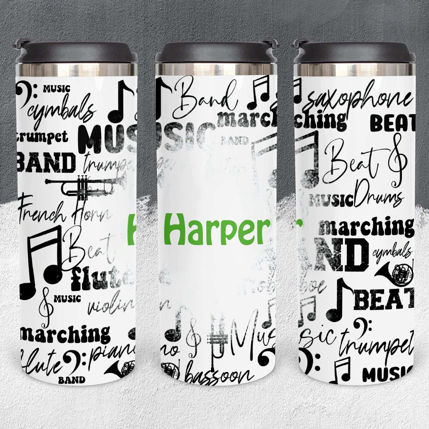 Personalized Music with Colored Name Tumbler - Sublimated