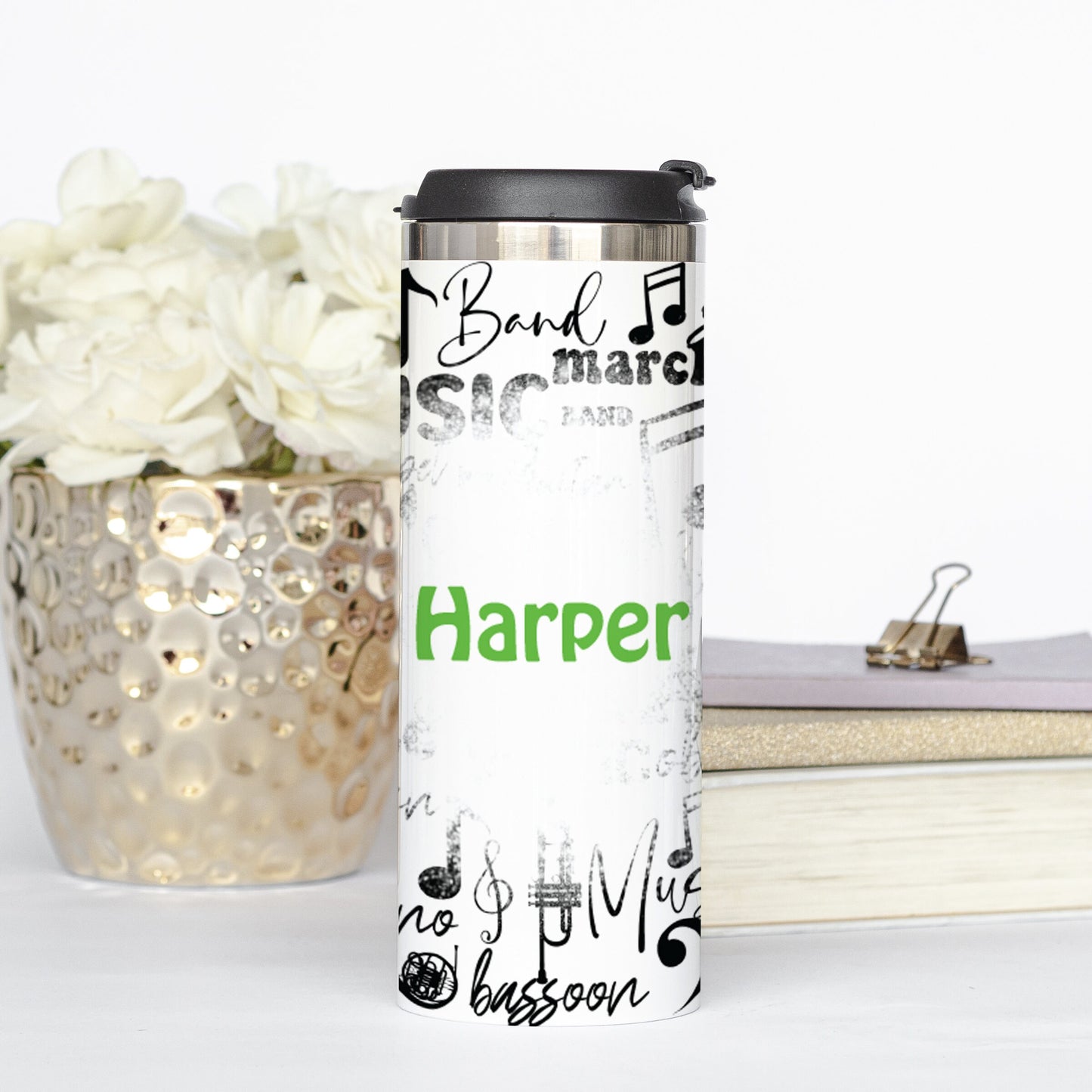 Personalized Music with Colored Name Tumbler - Sublimated