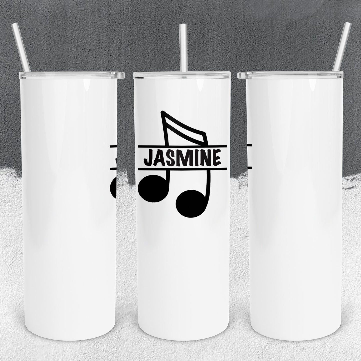 Personalized Music Note Split Monogram Tumbler - Sublimated