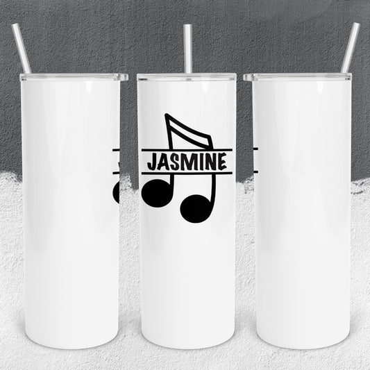 Personalized Music Note Split Monogram Tumbler - Sublimated