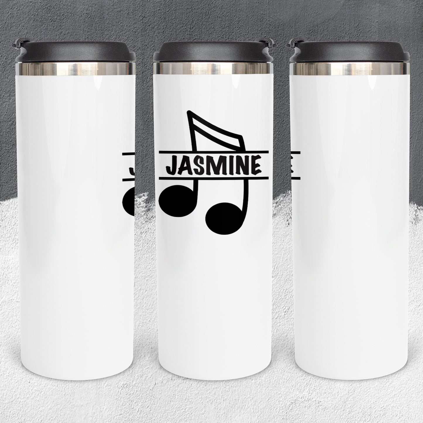 Personalized Music Note Split Monogram Tumbler - Sublimated