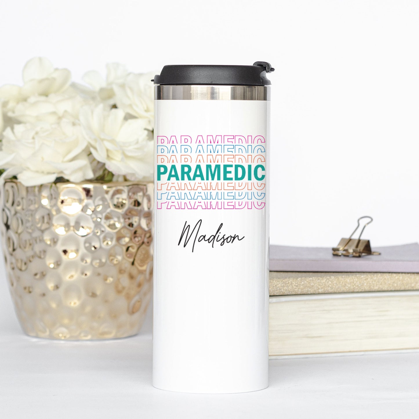 Personalized Paramedic Stacked Effect Tumbler - Sublimated