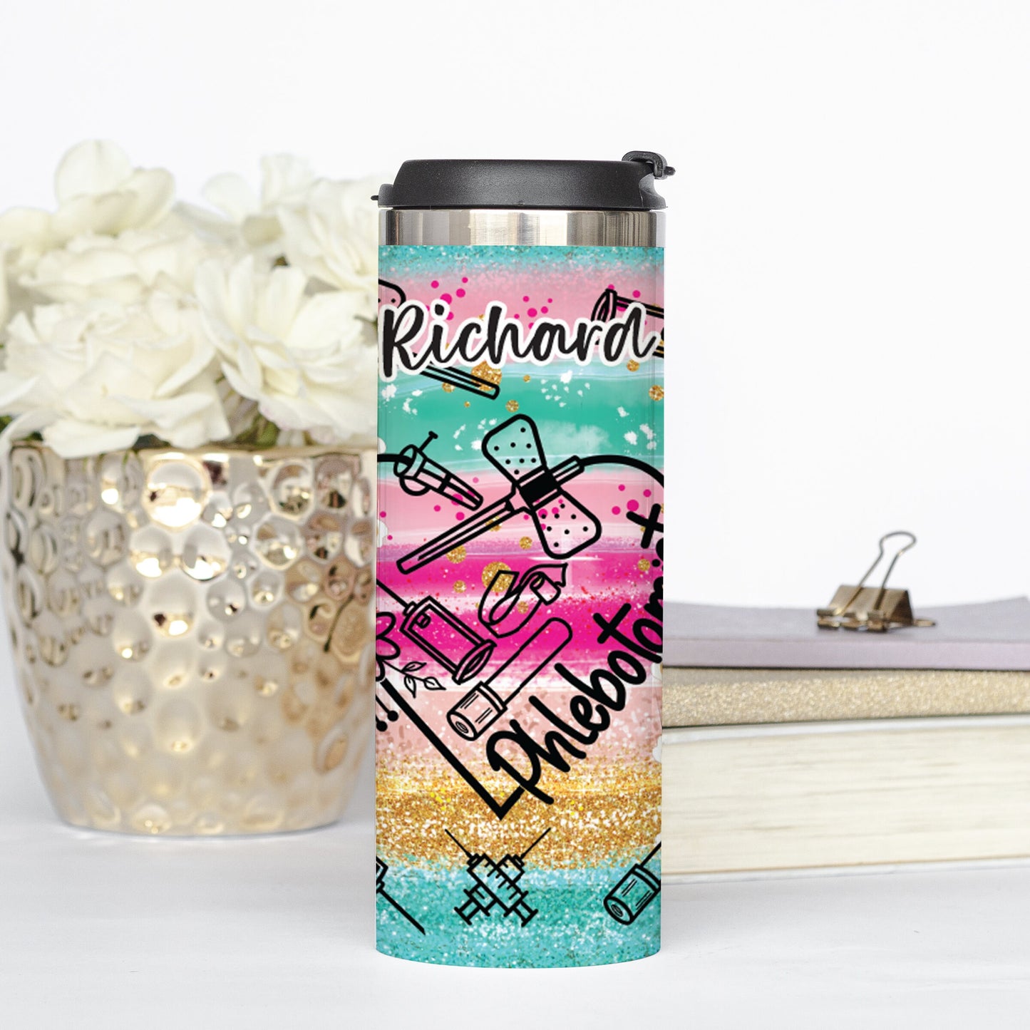 Personalized Phlebotomist Heart Tumbler - Sublimated