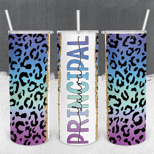 Personalized Principal Leopard Print Tumbler - Sublimated