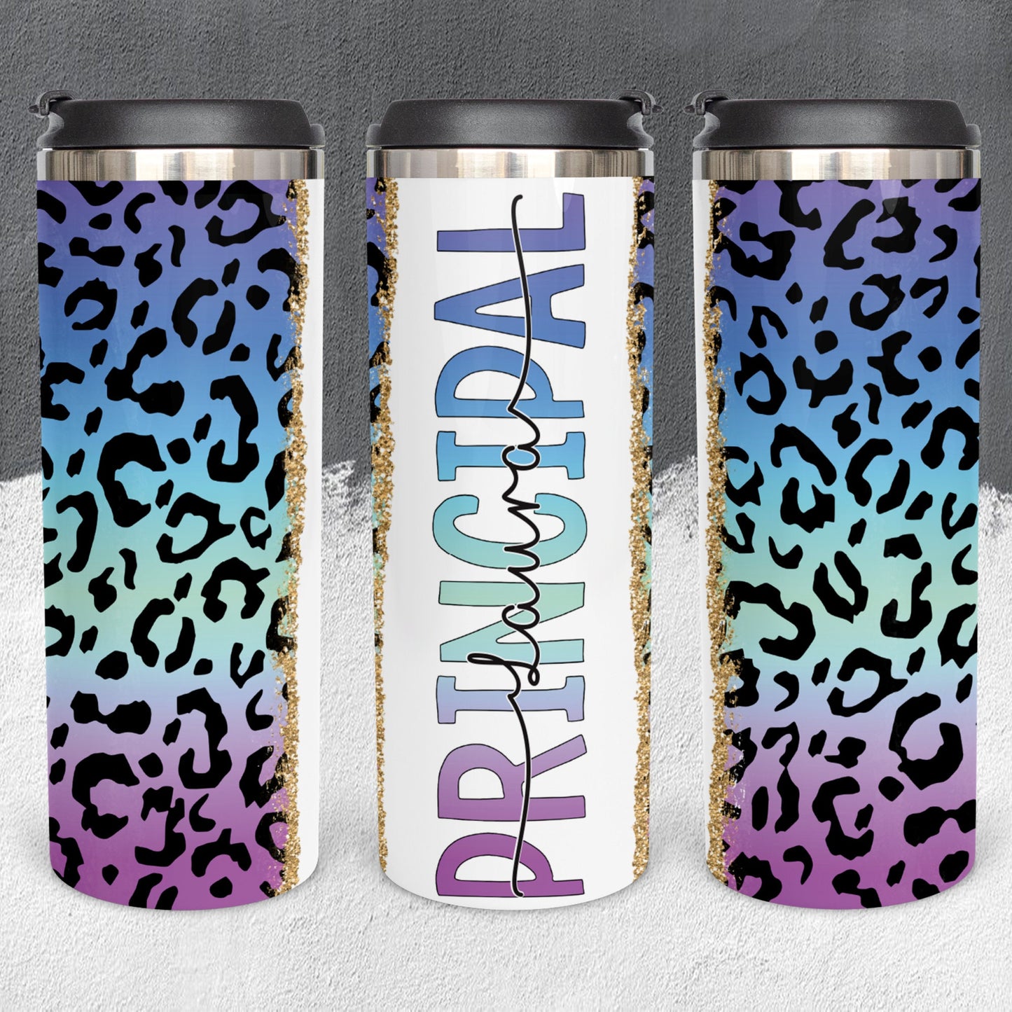 Personalized Principal Leopard Print Tumbler - Sublimated