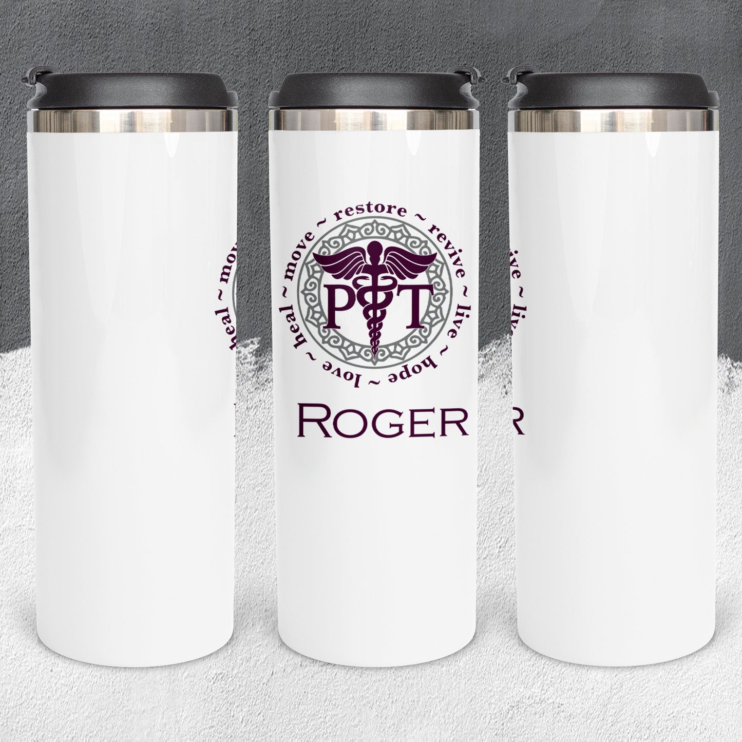 Personalized Physical Therapist Caduceus with Characteristics Tumbler - Sublimated