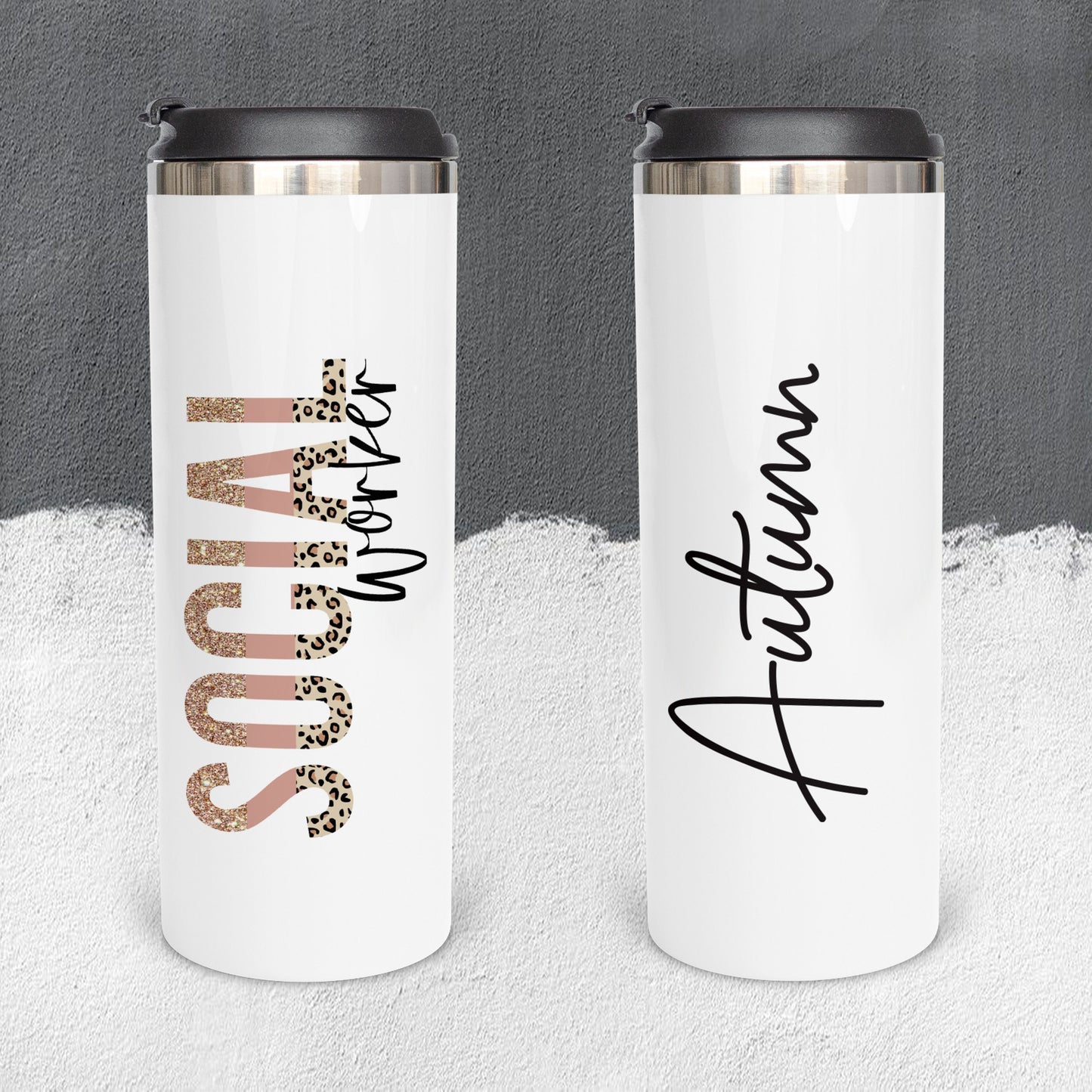 Personalized Cheetah Print Social Worker Tumbler - Sublimated