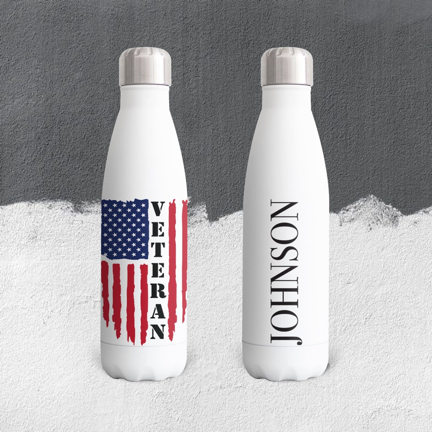 Personalized Veteran Distressed American Flag Tumbler - Sublimated