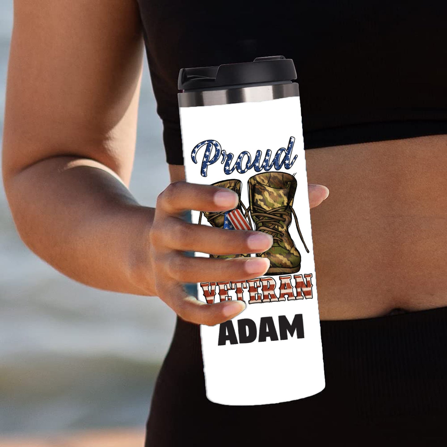 Personalized Proud Veteran Boots Tumbler - Sublimated