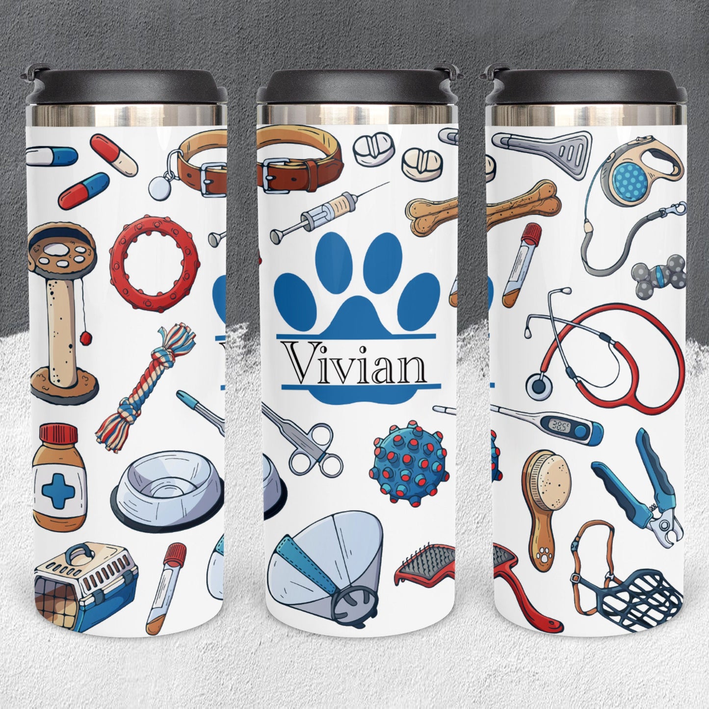 Personalized Paw Print Split Monogram Tumbler - Sublimated