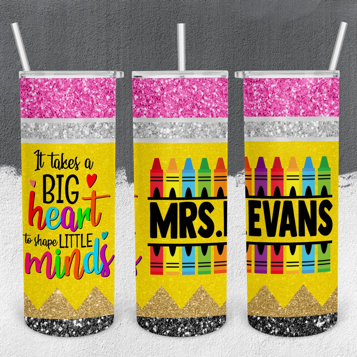 Personalized Teacher Pencil Split Mongoram Tumbler - Sublimated