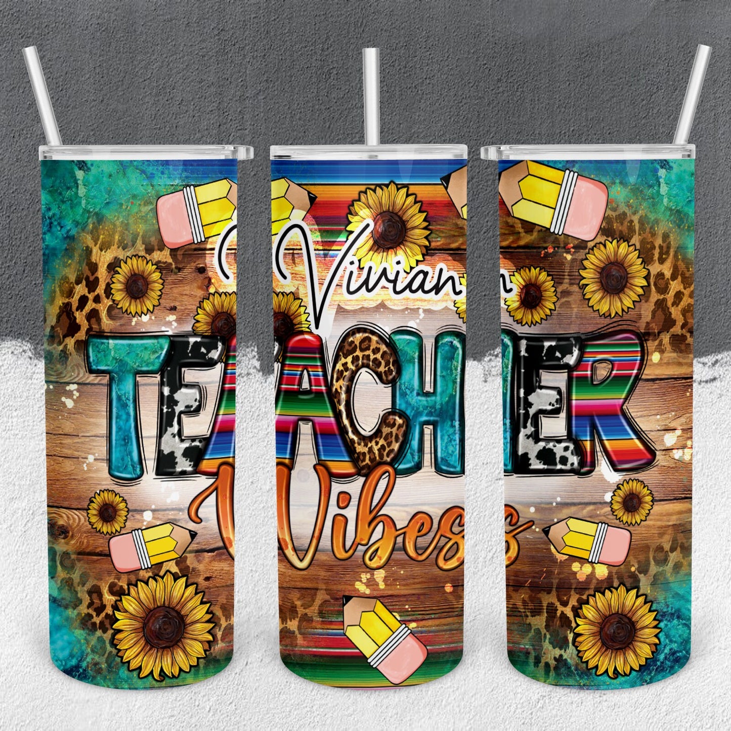 Personalized Teacher Vibes Tumbler - Sublimated