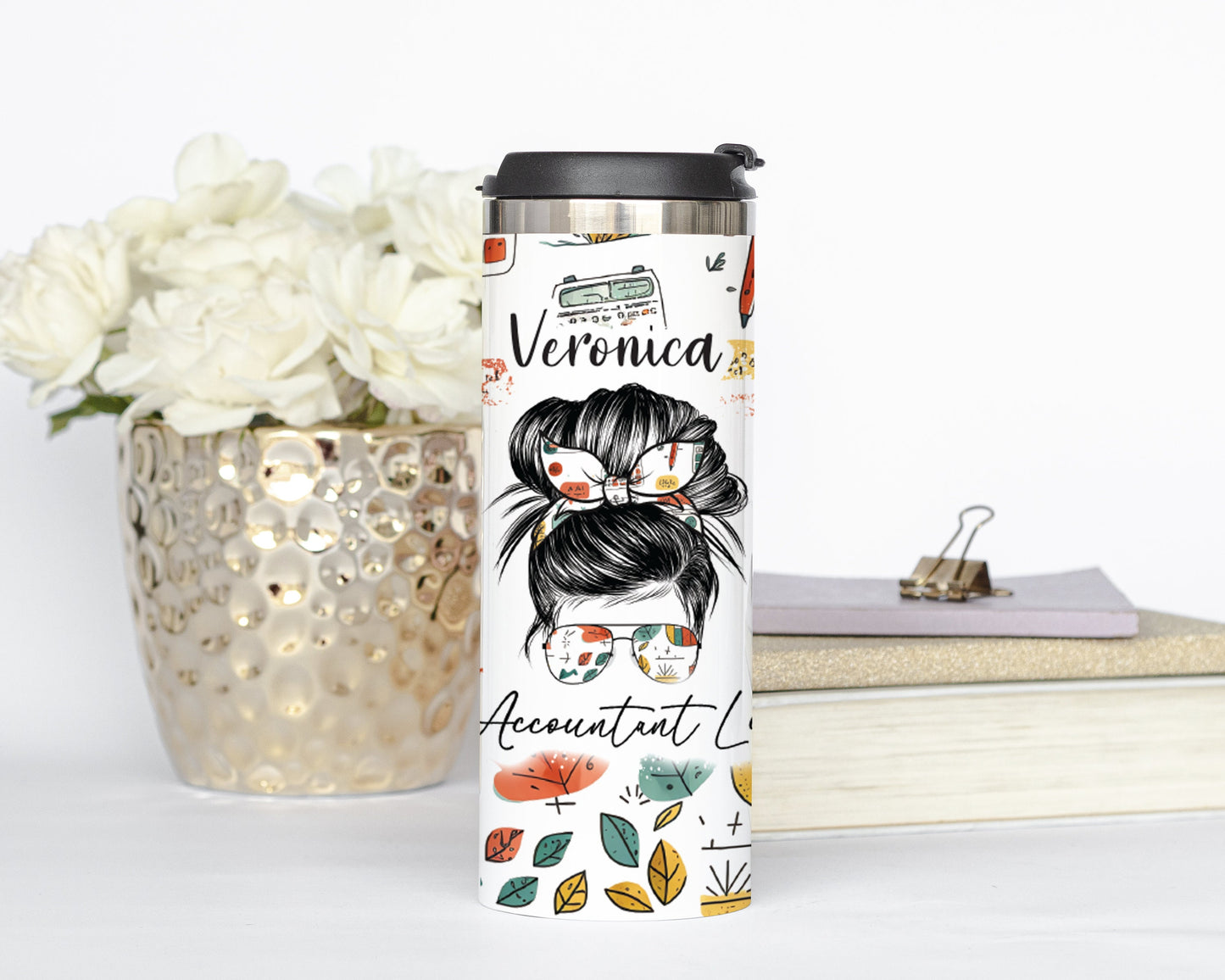 Personalized Accountant Life Messy Bun Tumbler - Sublimated