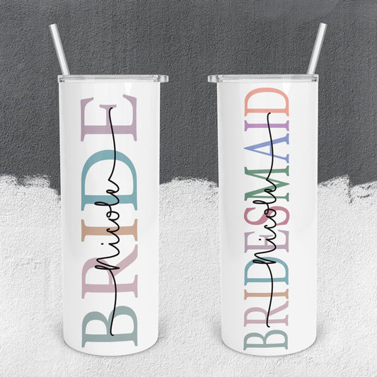 Personalized Bride and Bridesmaid Tumbler - Sublimated