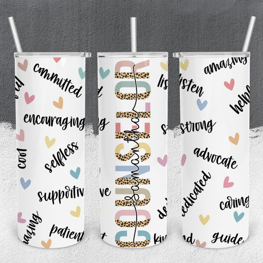 Personalized Cheetah Print Counselor Characteristics Tumbler - Sublimated