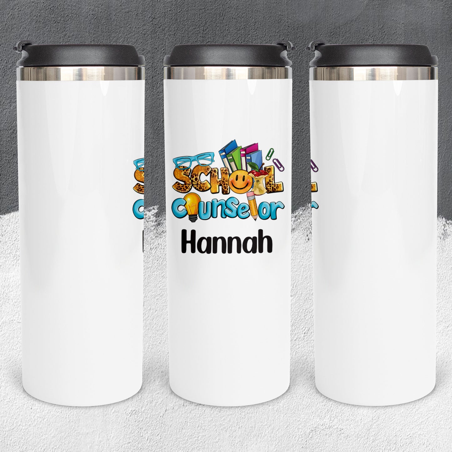 Personalized School Counselor School Supplies Tumbler - Sublimated