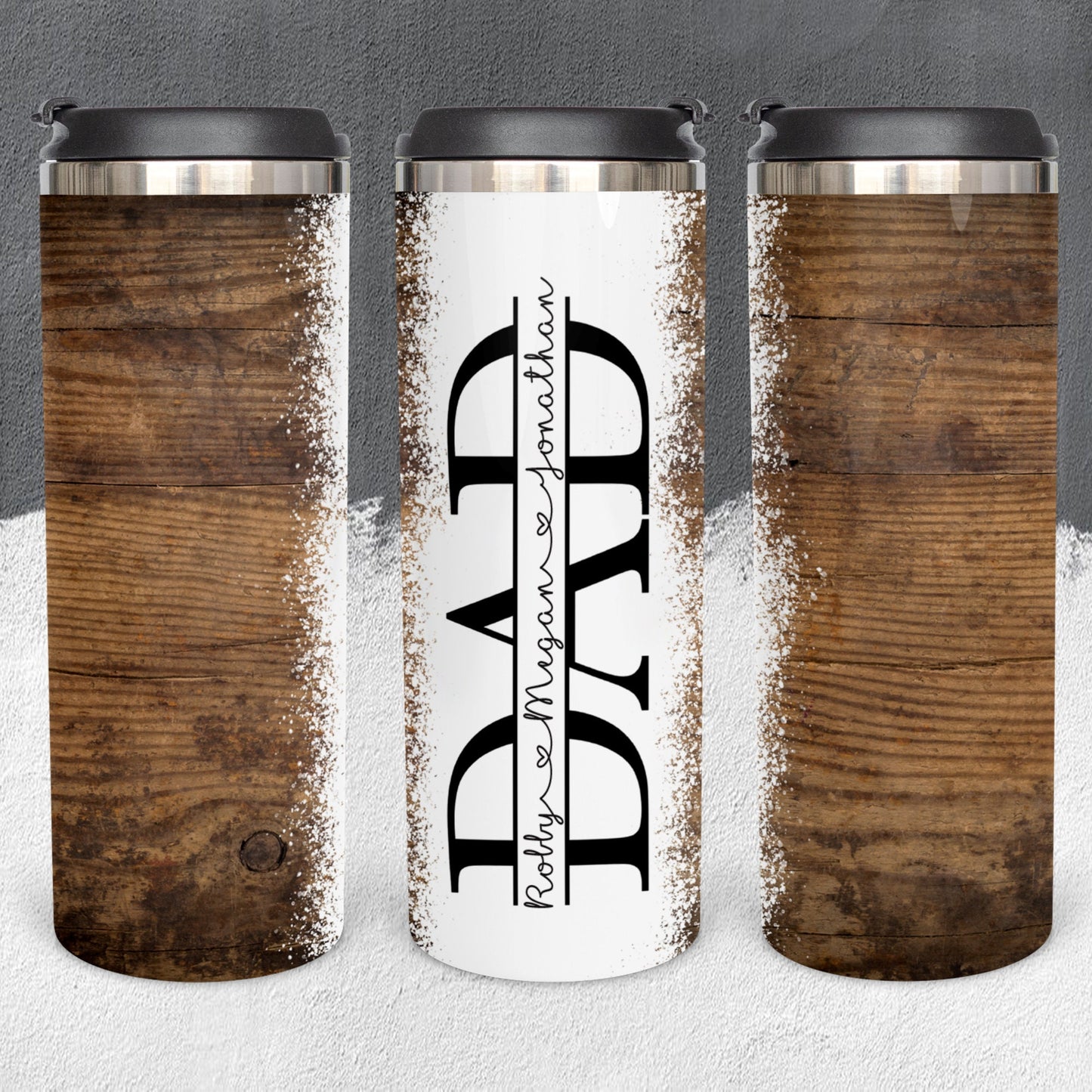 Personalized Dad Split Monogram with Kids' Names Tumbler - Sublimated