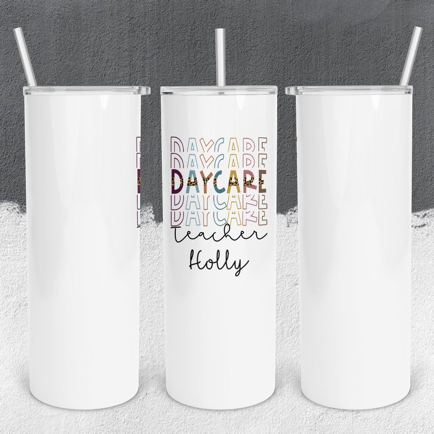 Personalized Daycare Teacher Stacked Effect Tumbler - Sublimated