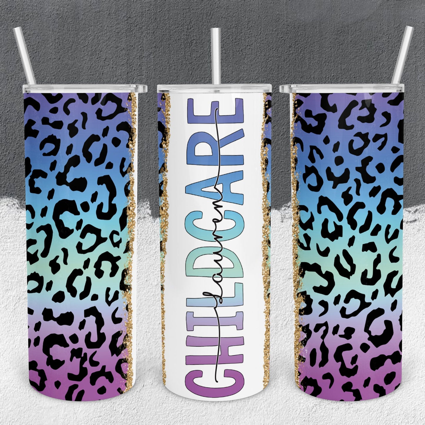 Personalized Daycare Cheetah Print Tumbler - Sublimated