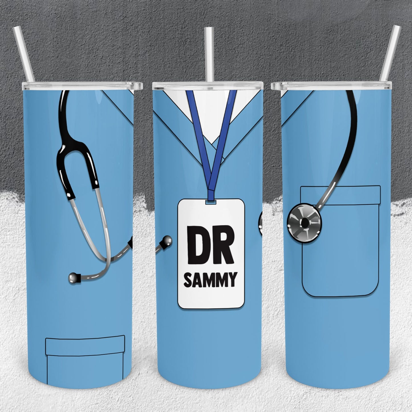 Personalized Doctor Badge Full Color Wrap Tumbler - Sublimated