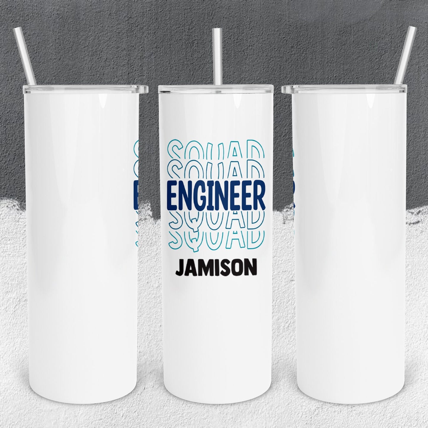 Personalized Engineer Squad Stacked Effect Tumbler - Sublimated