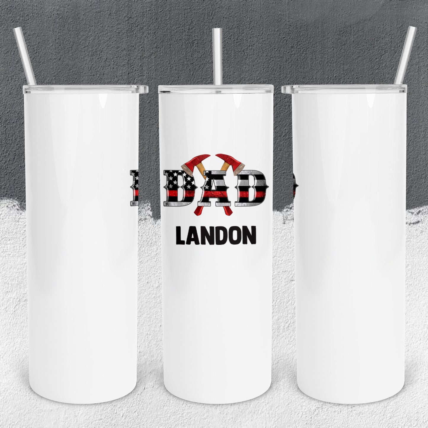 Personalized Firefighter Dad Tumbler - Sublimated