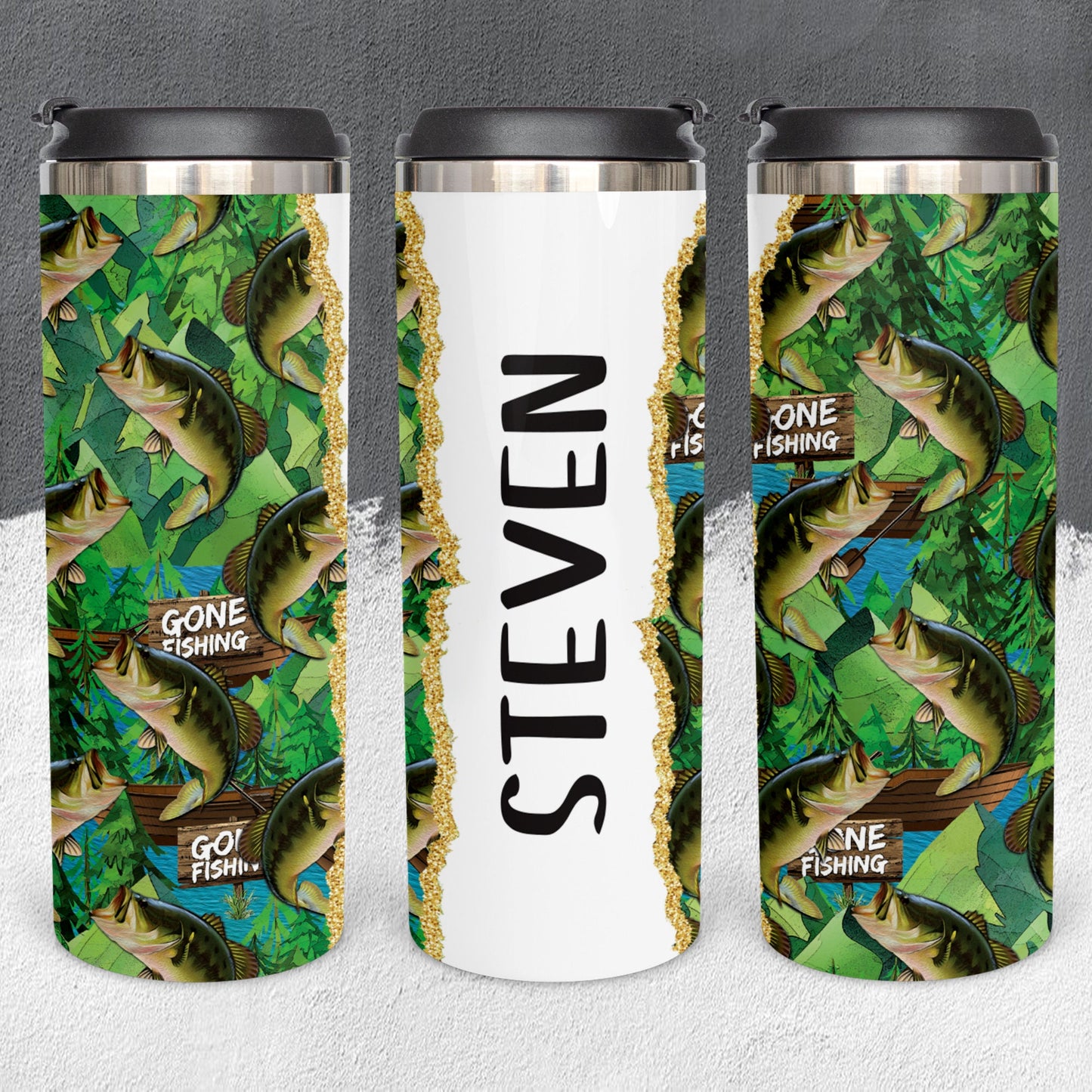 Personalized Gone Fishing Full Color Wrap Tumbler - Sublimated